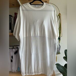 Zara - Sheer Oversize Tunic T-Shirt with Side-slits